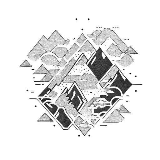 A Mountain Range With A Hidden Trail Leading To A Coffee Cup