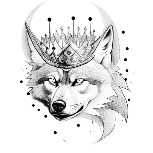 Angry Alpha Wolf Wearing A Crown