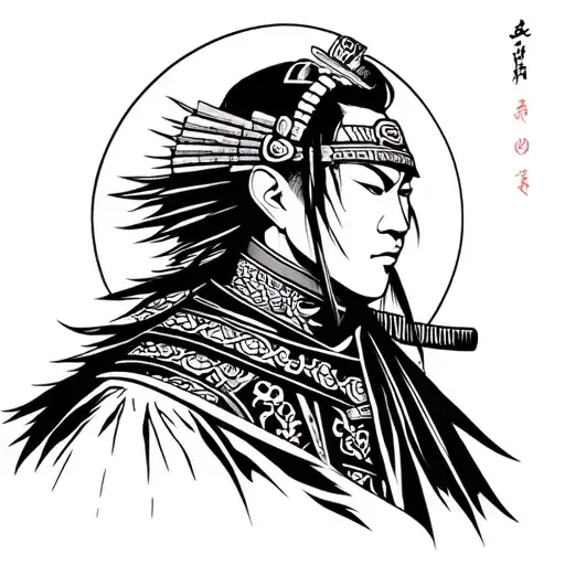 Japanese Warrior Inspired Tattoo Design Featuring