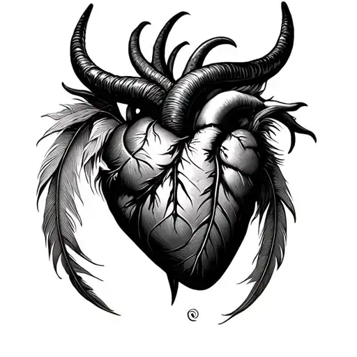 Horns And Scales On Which The Heart And Feather