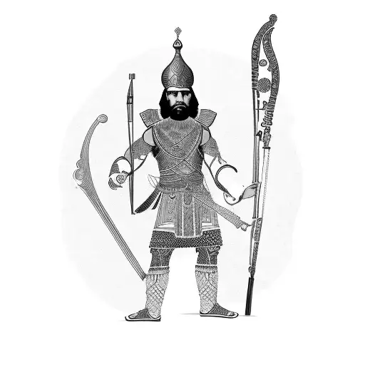 Ancient Persian Warrior Playing A Musical Instrument