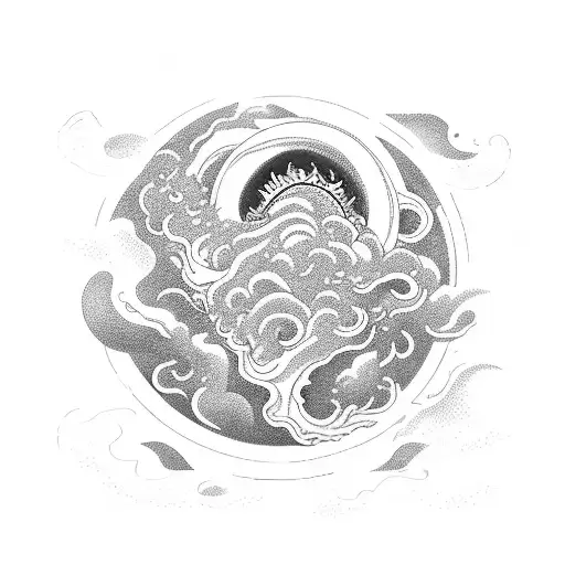 A Majestic Neptune Surrounded By Swirling Water And Clouds