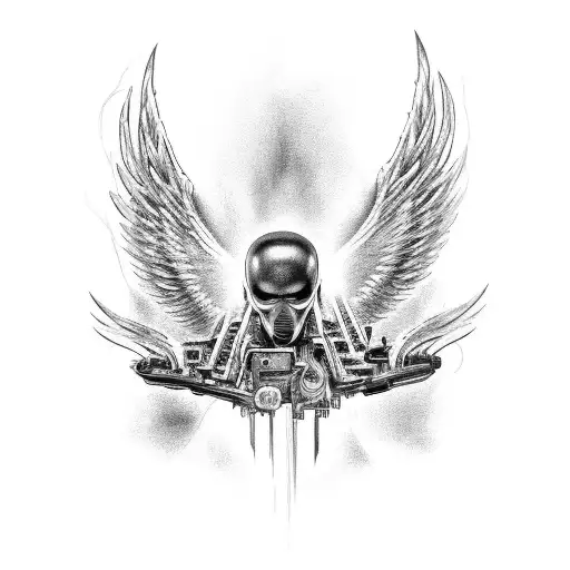 An Electric Circuit Design Forming The Wings Of A Fallen Angel In A Black-grey Cityscape