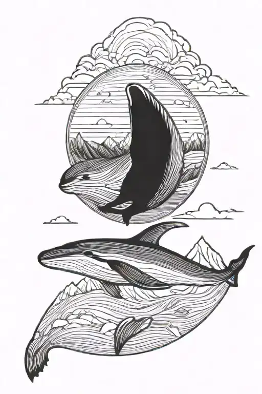 Humpback Whale With Mountains Inside Globe