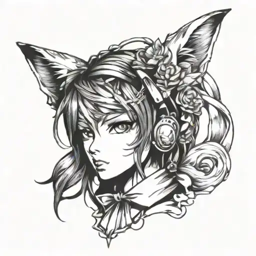Anime-inspired Fox Girl With A Ribbon Symbolizing Multiple Sclerosis