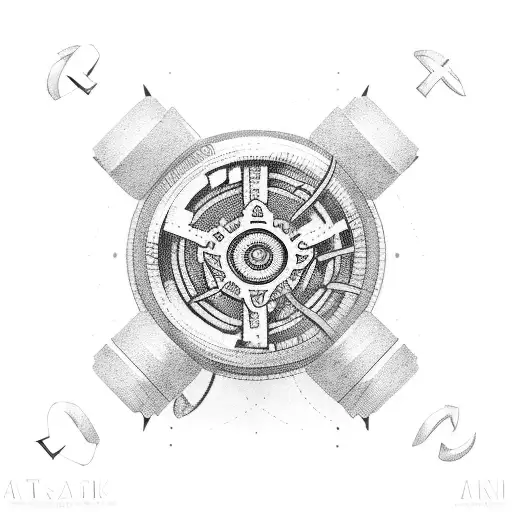 A Mechanical Gear Intertwined With Christian Symbols