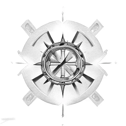 Christian Cross With Gears And Whiskey Bottles