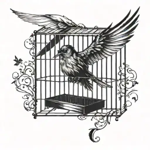 A Bird Flying Out Of A Cage