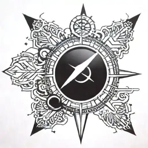 Rising Sun With An Compass