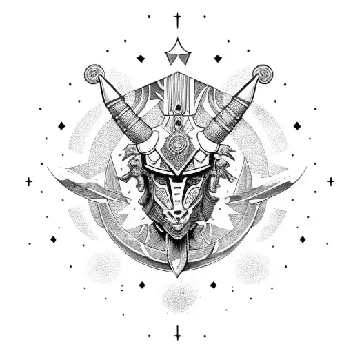 Warrior's Armor Adorned With Capricorn Symbols And Constellations