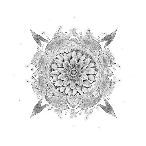 A Beautifully Detailed Saw Blade Surrounded By Intricate Floral Patterns