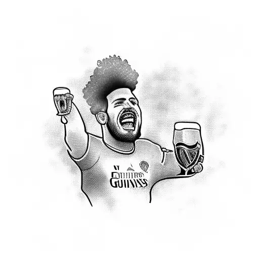 A Football Player Kicking A Pint Of Guinness With The Words 'Manchester United' Written Below