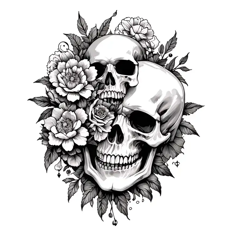 Dying Stars Skulls Flowers Surrounding