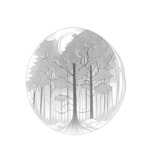 A Serene Moonlit Forest With A Path Leading To A Stack Of Books