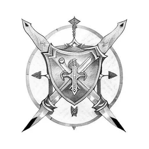 Crossed Swords With A Shield And A Crown