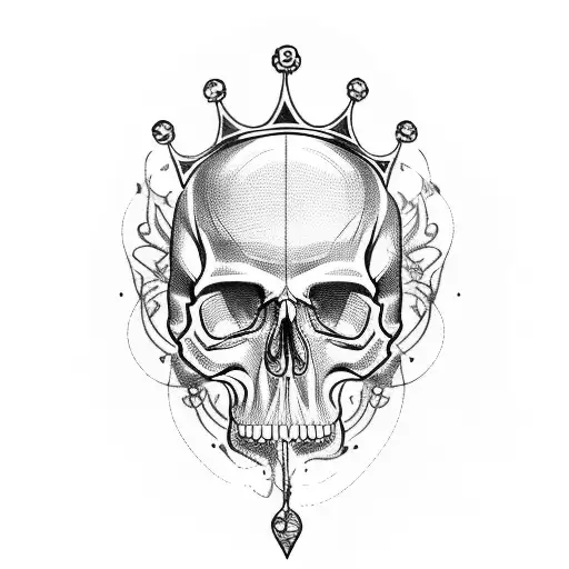Realistic Human Skull Whit Royal Crown