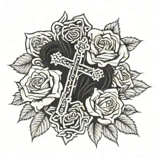 Cross In Front And Rose In Back