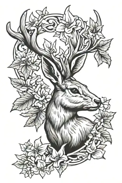 Jackalope With Holly And Narcissus In Background Black