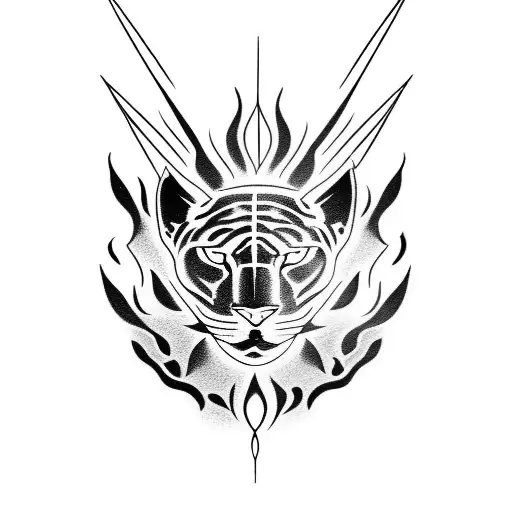 Panther With Fire Flames On The Eyes