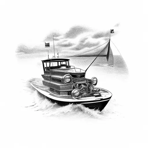 A Powerful Mopar Muscle Car Towing A Fishing Boat