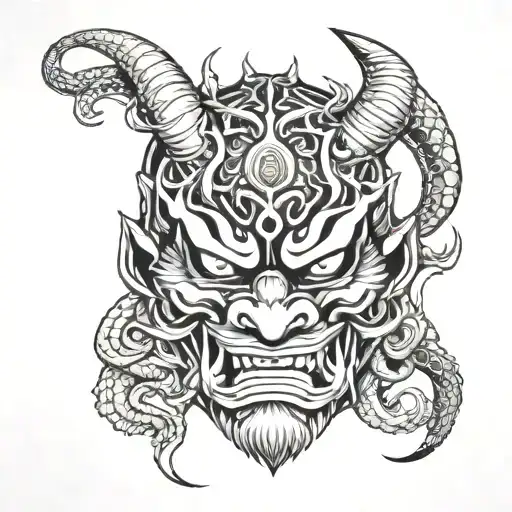 Oni Mask With Dragon Wrapped