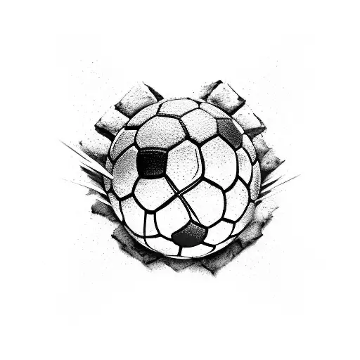 A Football Bursting Through A Brick Wall With The Bad Blue Boys Logo