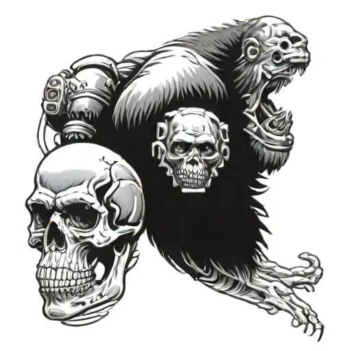Skull And Gorilla Cyberpunk