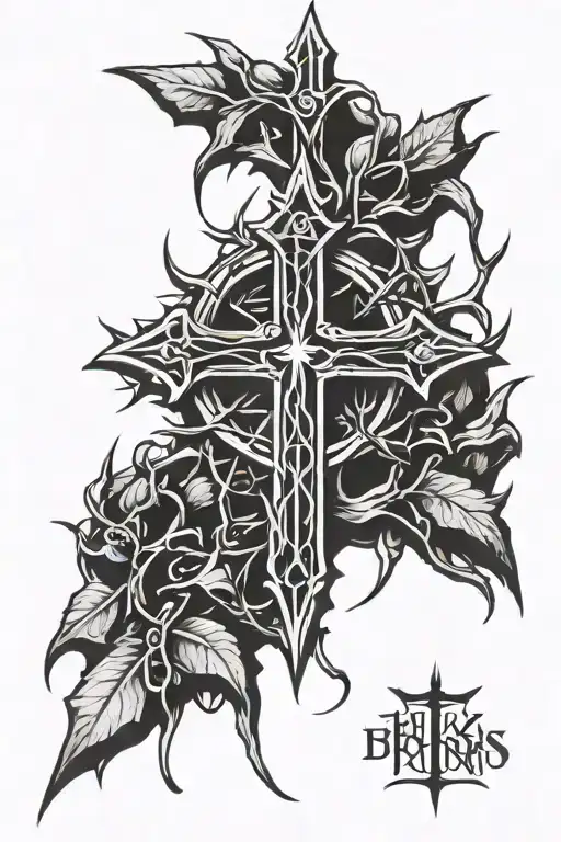 Cross With Crown Of Thorns