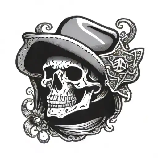 Skull With A Cowboy Hat And Bandana