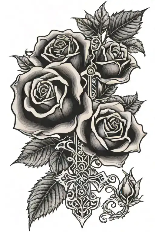 Orthandox Cross And Rose Intertwined