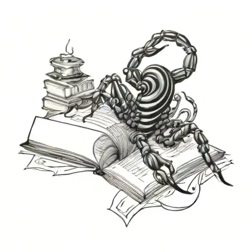 Artistic Interpretation Of A Scorpio Surrounded By Reading Books