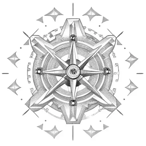 A Pink Compass Rose With Intricate Engineering Gears And Cogs