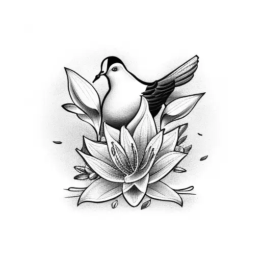 A Field Of Lillies And A Dove