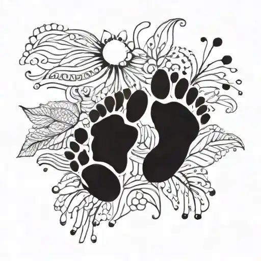 Handprint And Baby Footprints