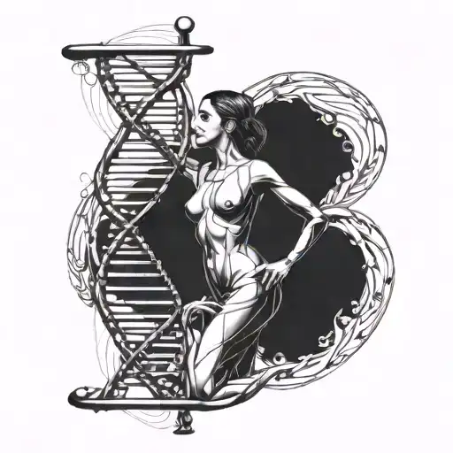 Dna Strand Intertwined With Sensual Female Figures