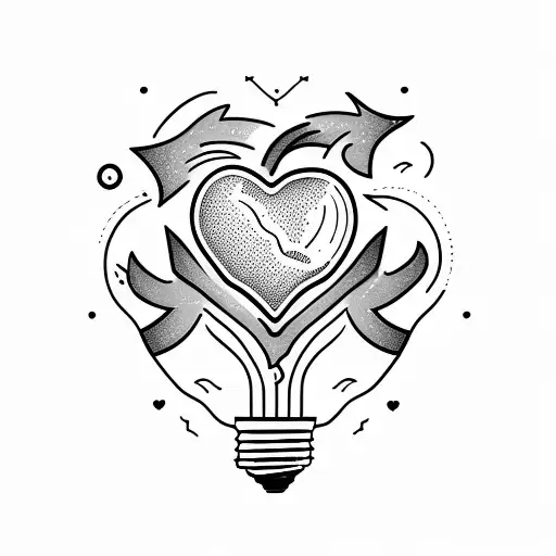 Lightbulb With Cartoon Heart Inside