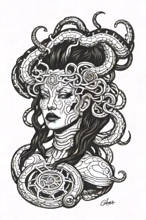 Medusa Cyborg Inspired Tattoo Design