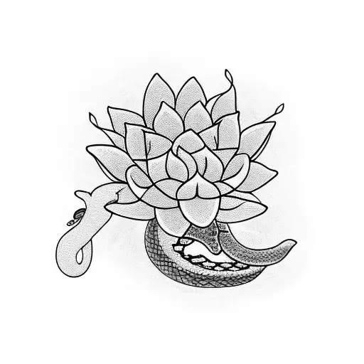 Snake With Lotus Flowers Hindu