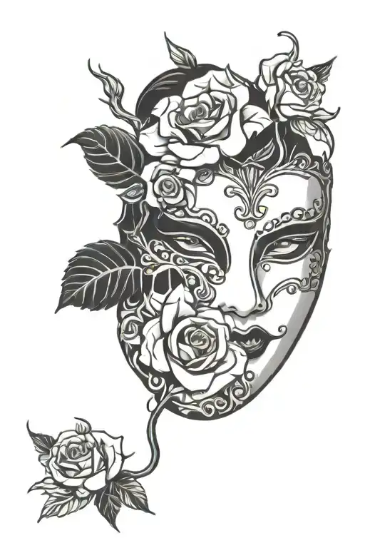 Italian Mask And Rose
