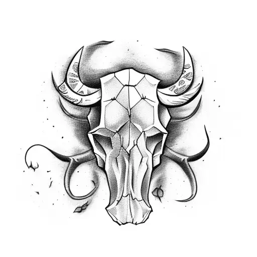 Bull Skull With Wildflowers