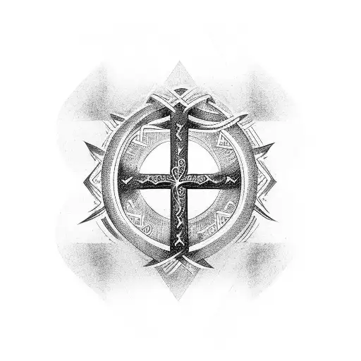 Christian Cross With Line Going Down The Back