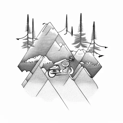 A Motorcycle Engine Transformed Into A Mountain Landscape