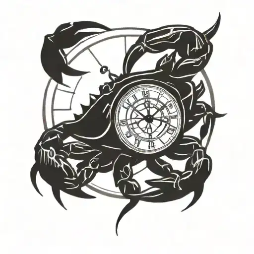Crab Zodiac Sign And A Clock