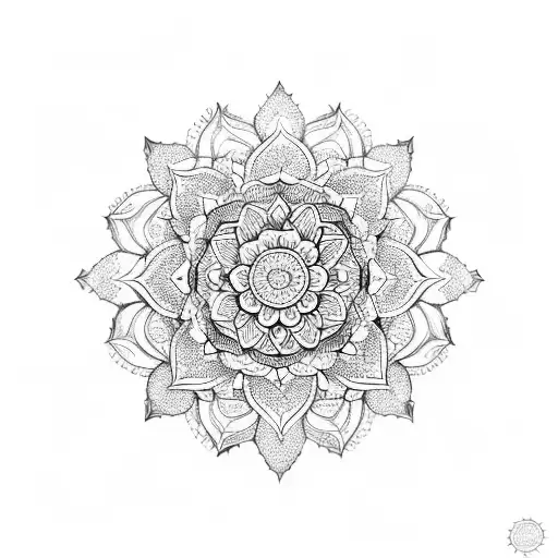 A Mandala Composed Of Lotus Flowers Intertwined With Henna-inspired Patterns