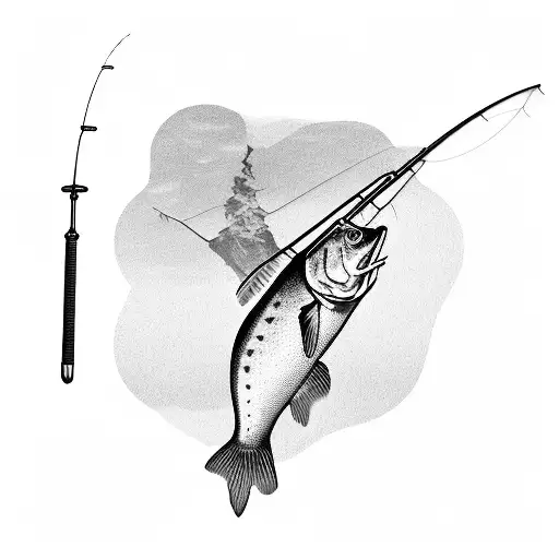 Father And Son Stream Fishing Silhoutte