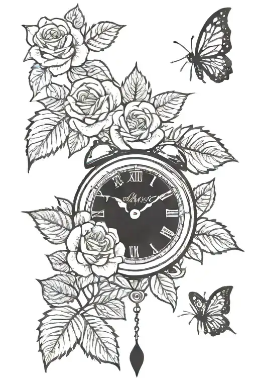 Roses Clock Leaf