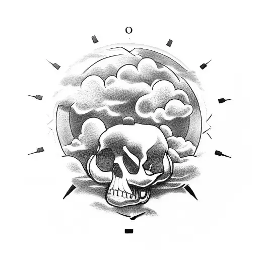 Clouds Clock Skull