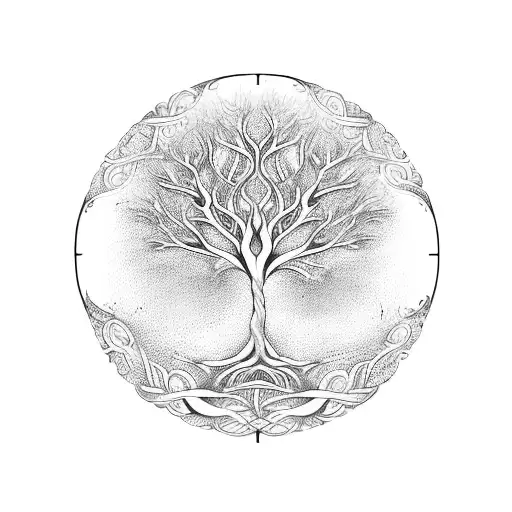 Tree Of Life Circle Lace Motive Underneath