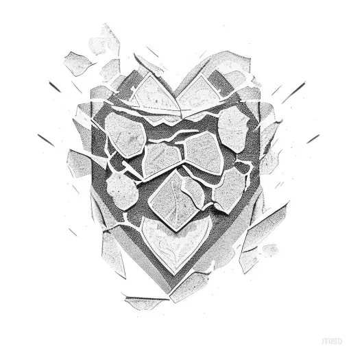 A Broken Heart With Shattered Pieces Forming The Word 'Brokeboi'
