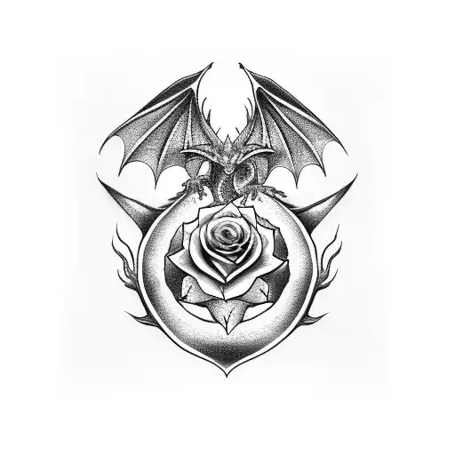 Dragon With Rose On The Mouth